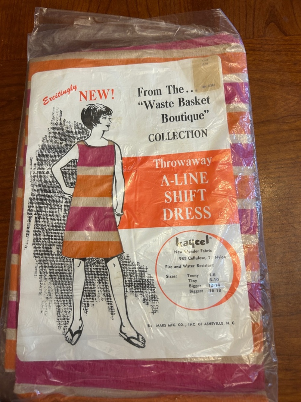 Vintage striped pink and orange shift paper dress